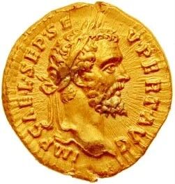 A genuine Roman gold aureus coin — the coin the Aureus name comes from